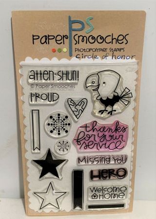 Paper Smooches Circle Of Honor Military Eagle Patriotic Clear Rubber Stamps Rare
