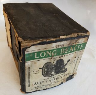 Rare Vintage Penn Long Beach No.  60 Box & Lid Only - (ref - N1128)