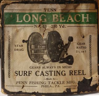 Rare Vintage Penn Long Beach No.  60 BOX & LID ONLY - (Ref - N1128) 2