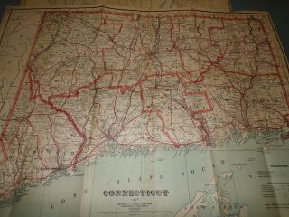 Antique Map Of Connecticut 1918
