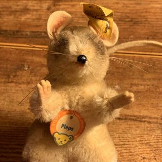 Vintage Mouse Steiff Pieps Toy Stuffed Animal W/ Tags