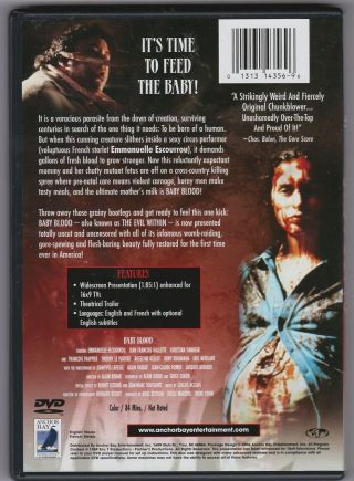 Baby Blood DVD cult grindhouse drive - in horror gore Anchor Bay nudity OOP RARE 2