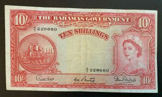 Bahamas 10 Shillings 1953 Banknote Rare