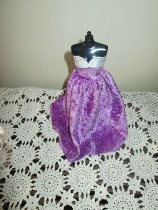 Vintage Barbie Purple Velvet Silver Design Sparkle Party Dress Minty