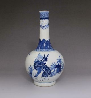 Old Rare Chinese Blue And White Porcelain Kylinvase (e150)