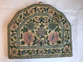 Pretty Vintage Hand Made Crewel Work Teapot Cover Cosy