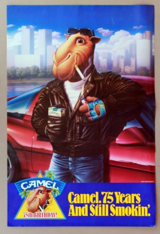 Camel 75th Birthday Poster Joe Camel Racing (leather Jacket) Rare - No Cig Warning
