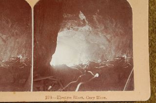 1890s Mining Stereoview Underground Electric Dynamite Blast Rare Scene Blasting