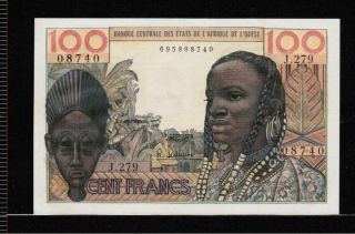 West African States 100 Francs Nd (1959) P - 2b Gem Unc = Rare