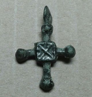 Ancient Bronze Cross 9th To The Mid - 13th Century.