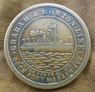Rare Graham & Morton Line - 50¢ To St.  Joe $1.  50 Day Boat To Grand Rapids Token