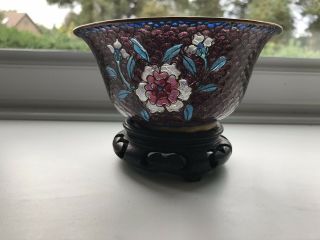 Vintage Chinese Plique A Jour Fine Cloisonne Bowl And Stand