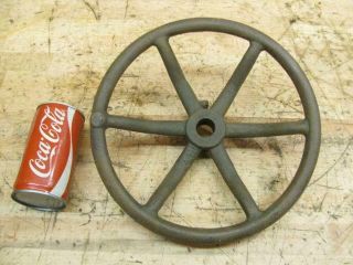Antique 11 " Cast Iron Industrial Art Handle Hardware Steering Wheel Hand Crank