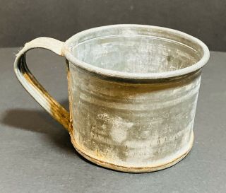 Antique Vintage Galvanized Handmade Tin Water Cup Mug Cowboy Coffee Cup Handle