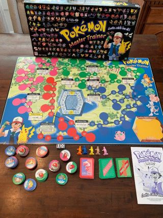 Vintage Pokemon Master Trainer Board Game 1999 Milton Bradley Rare 99 Complete