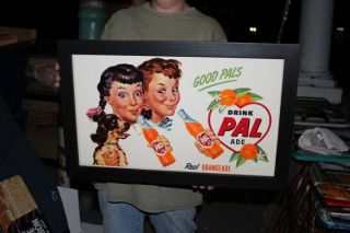 Rare Vintage 1949 Pal Ade Orange Soda Pop Gas Station 25 " Sign
