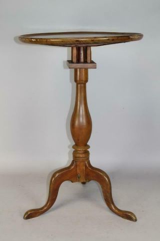 RARE 18TH C COUNTRY QUEEN ANNE CONNECTICUT CANDLESTAND REVOLVING BIRD CAGE TOP 2