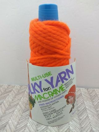 Vintage Multi - Use Macrame Bulky Yarn Florescent Orange Malina