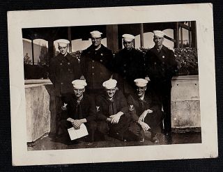 Vintage Antique Photograph Group Of Military Men Sailors In Uniforms