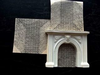 Vintage French Dollhouse Miniature White Ceramic Classical Style Fireplace 5.  5 " H