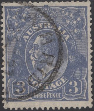 Australia Kgv 3d Smw P14,  Type B,  3,  4r1 “white Spot”,  Rare “main Ridge” Postmark