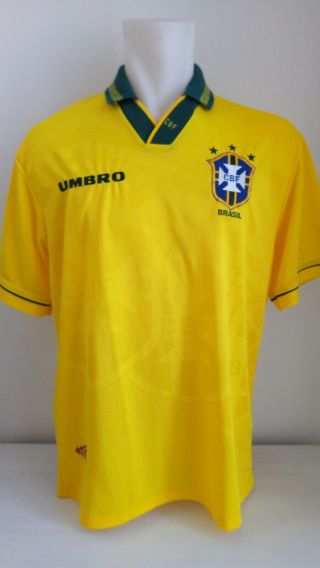 Jersey Shirt Umbro Brasil Brazil 1994 Wc Home L Rare N0 Flamengo Santos Romario