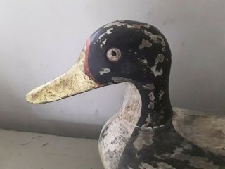 Old Decorative Wooden Decoy Duck With A 