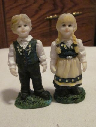 Hedlund Antique German Bisque Boy & Girl Figurines - Girl - 3 1/4 " T - Boy - 3 1/2 " T