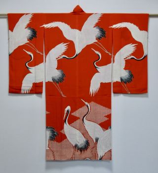 Japanese Kimono Silk Antique Long Sleeve Juban / Rare Pattern / Vintage /229