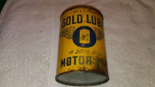 Rare Oil Can Gold Lube 200 Mile Motor Oil