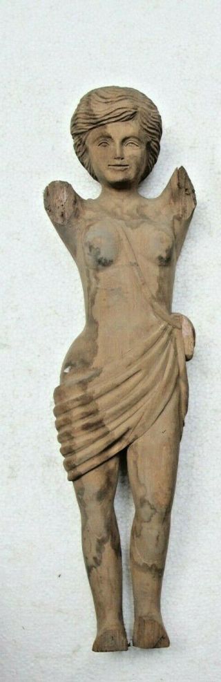 Hand Carved Gothic Female Ships Head Torso Wood Sculptures