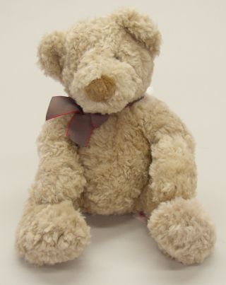 Vintage Russ Berrie Higgins Teddy Bear,  Light Brown With Green/red Bow.  Excell