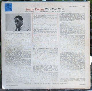 Ultra Rare Sony Rollins Way Out West - Red Writing Deep Groove Contemporary 2