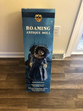 Spirit Halloween Roaming Antique Doll Bump And Go 2 Ft Tall Prop Lost Lizzie