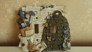 Vintage Ceramic Double Light Switch Plate Cover Garden/bee Hive Cl37 - 19