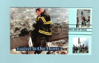 U.  S.  Fdc B2 Rare Collins Cachet - The Heroes Of 2001 Semi - Postal Stamp