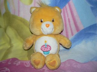 Htf Rare 13 " Plush Orange Birthday Cupcake Candle Care Bear Baby Boy Girl Toy