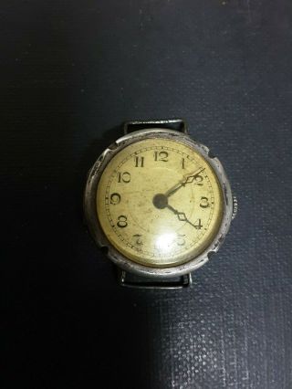 Vintage Sterling Silver Military Trench Watch With Hallmarks