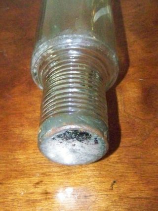 ANTIQUE GLASS ROLLING PIN WITH STEEL CAP AND RIBBED ENDS - 14 1/4 