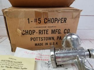 Vintage Chop Rite 5 Counter Mount Meat Grinder W/original Box And Instructions