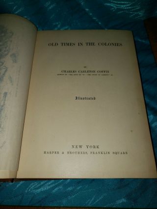 Old Times In The Colonies by Charles Coffin 1880 Rare Vintage Book illusrtated 3