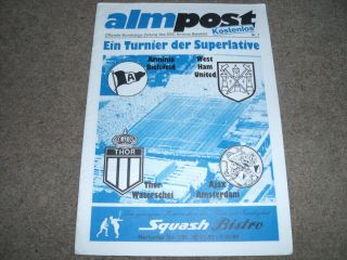 1983 Pre Season Tournament Programme Bielefeld West Ham United Thor Ajax Rare