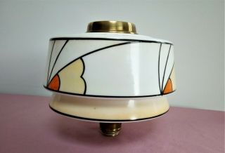 Classic Art Deco Hand Painted Milk White Glass Oil Lamp Font.  Duplex Fit Collar