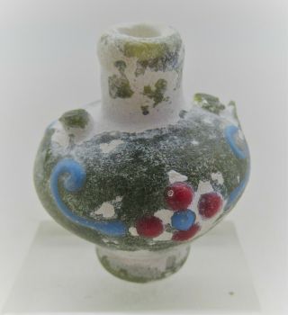 Ancient Phoenician Glass Bottle With Floral Motifs Circa 500bce