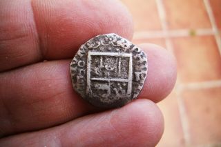 A66 Very Rare Early Silver Cob 1 Real Philip Ii 1597 - 8 Valladolid Spain Colonia