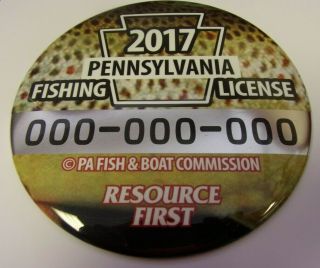 Rare Pa Fishing License Button 6 " Vendor Display Brown Trout 2017