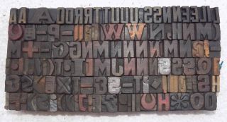 117 Piece Vintage Letterpress Wood Wooden Type Printing Blocks 16m.  M.  Vb - 311