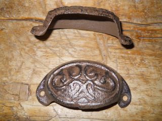 6 Cast Iron Antique Victorian Style Oval Drawer Pull,  Barn Handle,  Door Handles