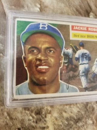1956 Topps 30 Jackie Robinson Dodgers HOF GRAY BACK (more rare) PSA 4 VG - EX 2