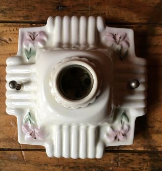 Vintage Ceramic Porcelain Ceiling Light Fixture Flush Mount Floral Porcelier